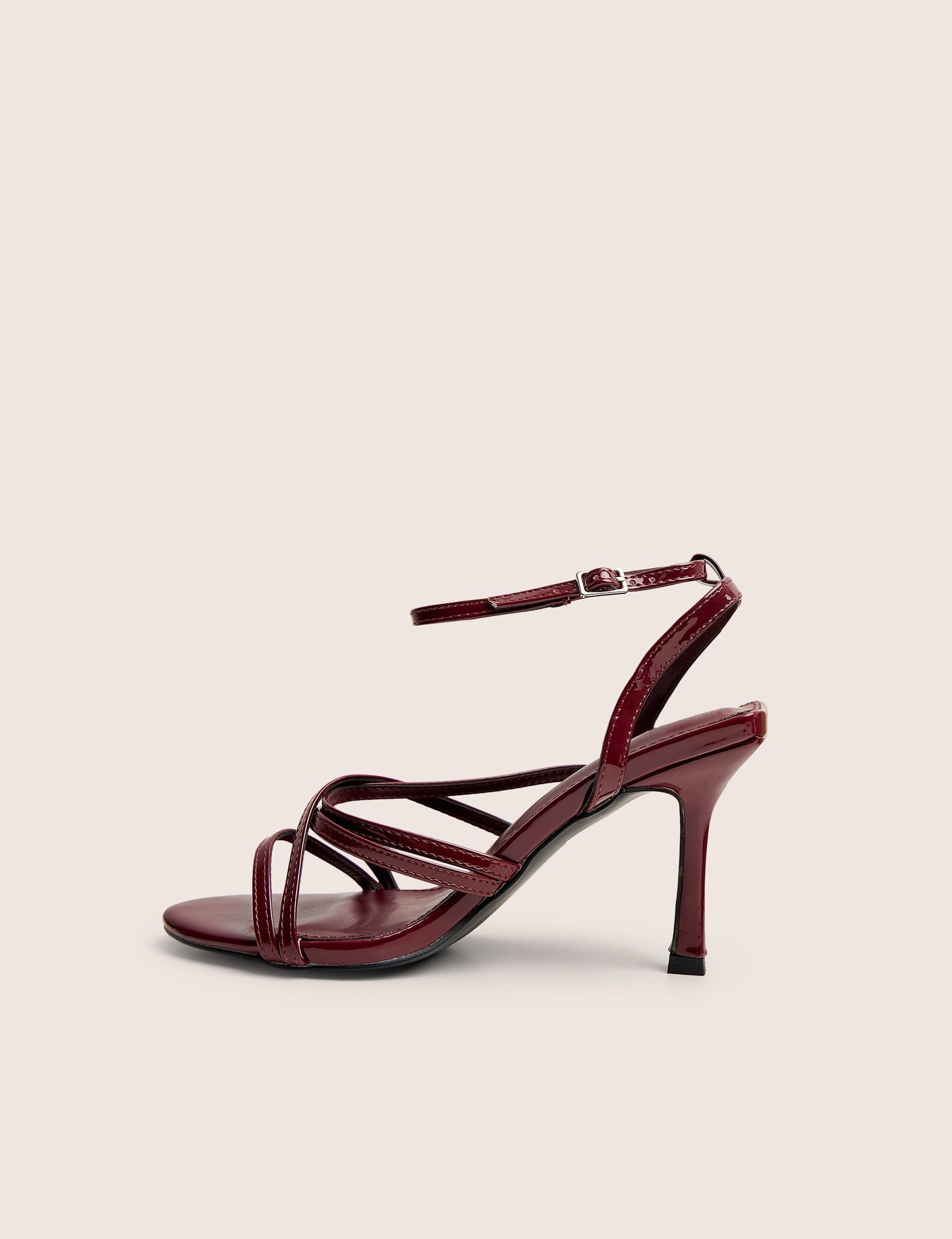 Free Spirit Wide Fit Burgundy Strappy Mid Heel