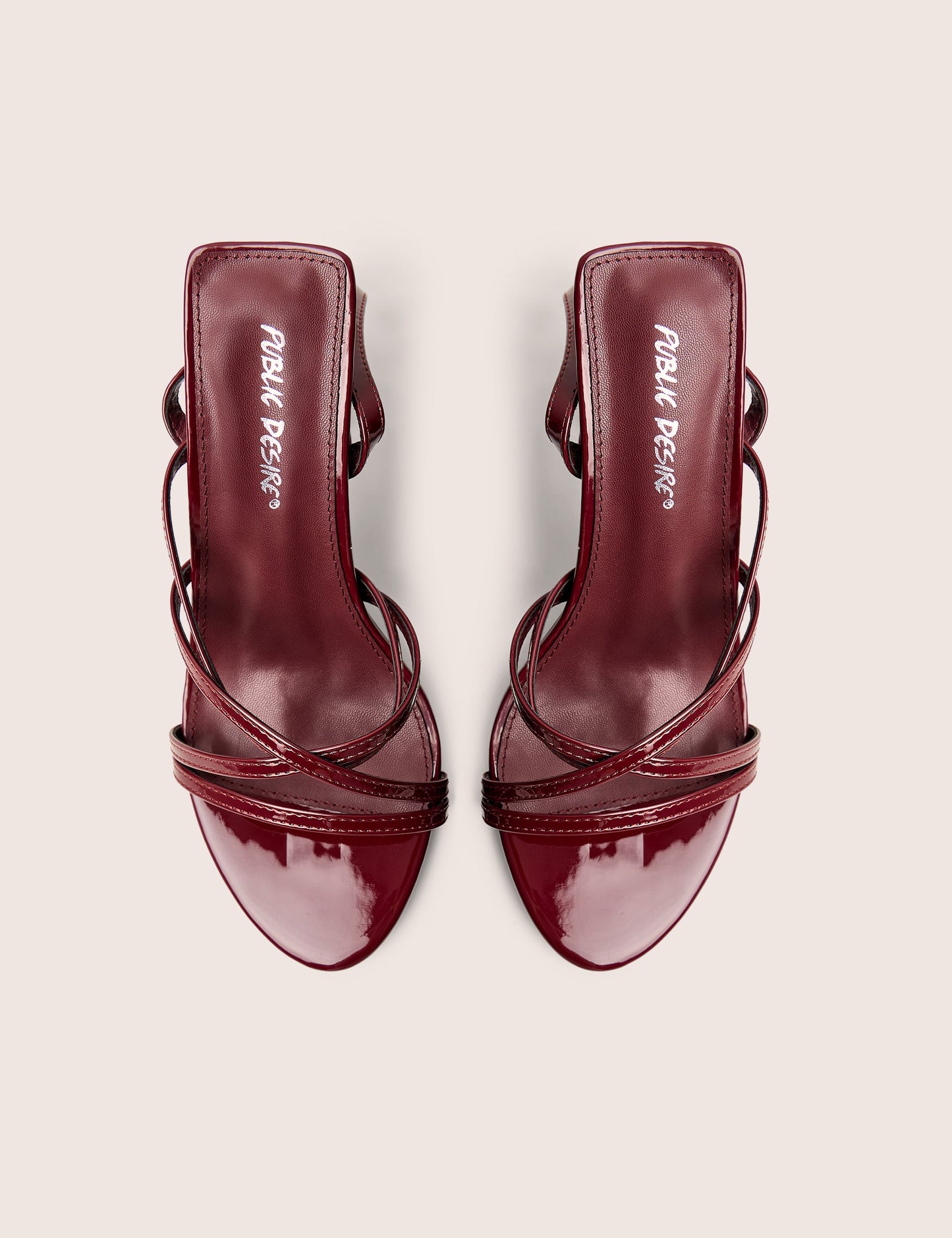 Free Spirit Wide Fit Burgundy Strappy Mid Heel
