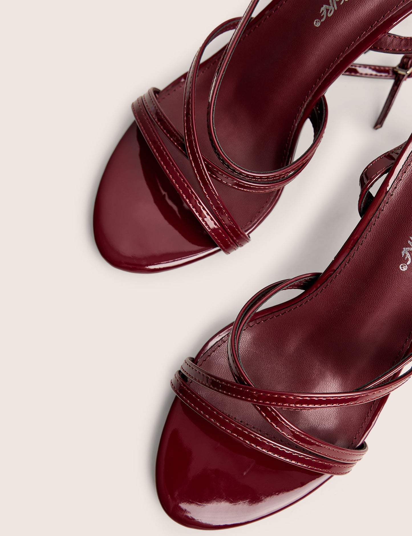 Free Spirit Wide Fit Burgundy Strappy Mid Heel