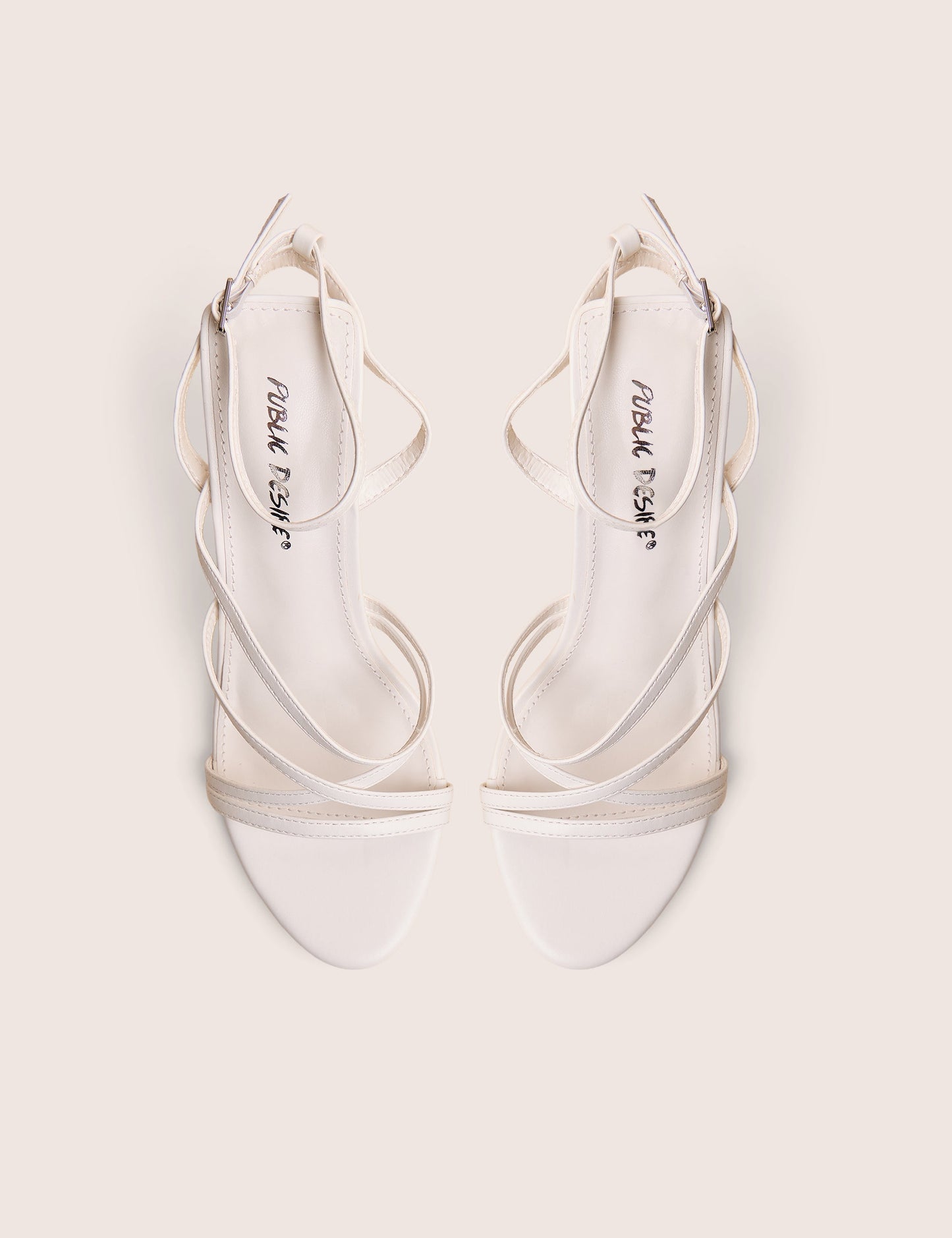 Free Spirit White Strappy Round Toe Mid Heels