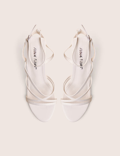 Free Spirit White Strappy Round Toe Mid Heels