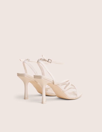 Free Spirit White Strappy Round Toe Mid Heels