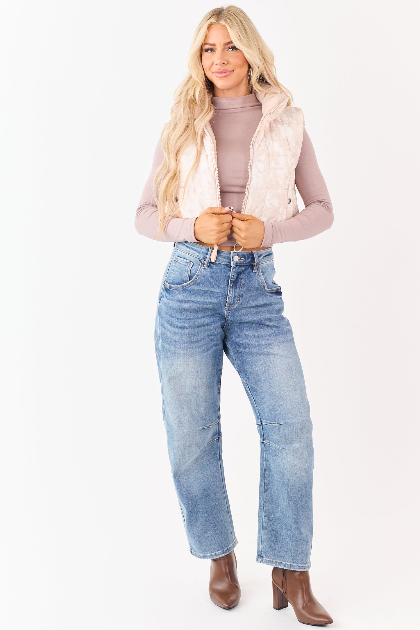 Faded Desert Sand Camo Reversible Crop Puffer Vest