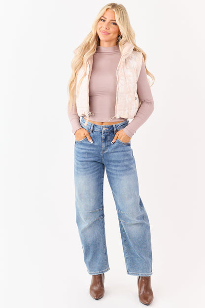 Faded Desert Sand Camo Reversible Crop Puffer Vest