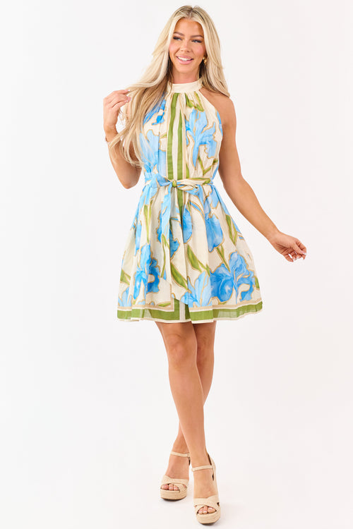 Flying Tomato Cream Cotton Floral Print Mini Dress