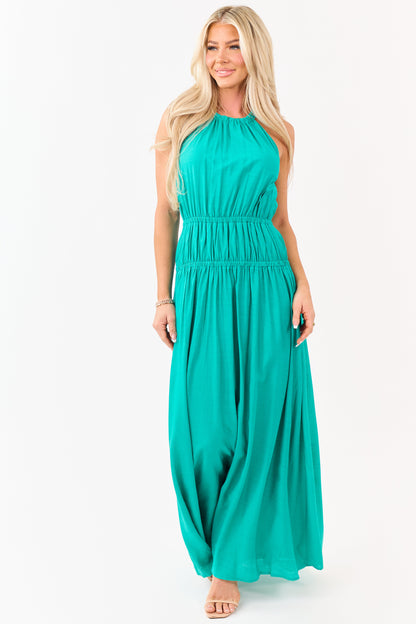 Flying Tomato Dark Teal Halter Neck Maxi Dress