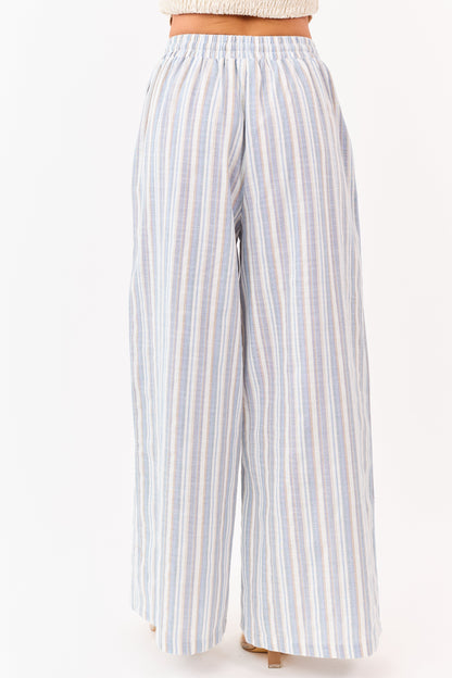 Flying Tomato Ivory Striped Wide Leg Pants