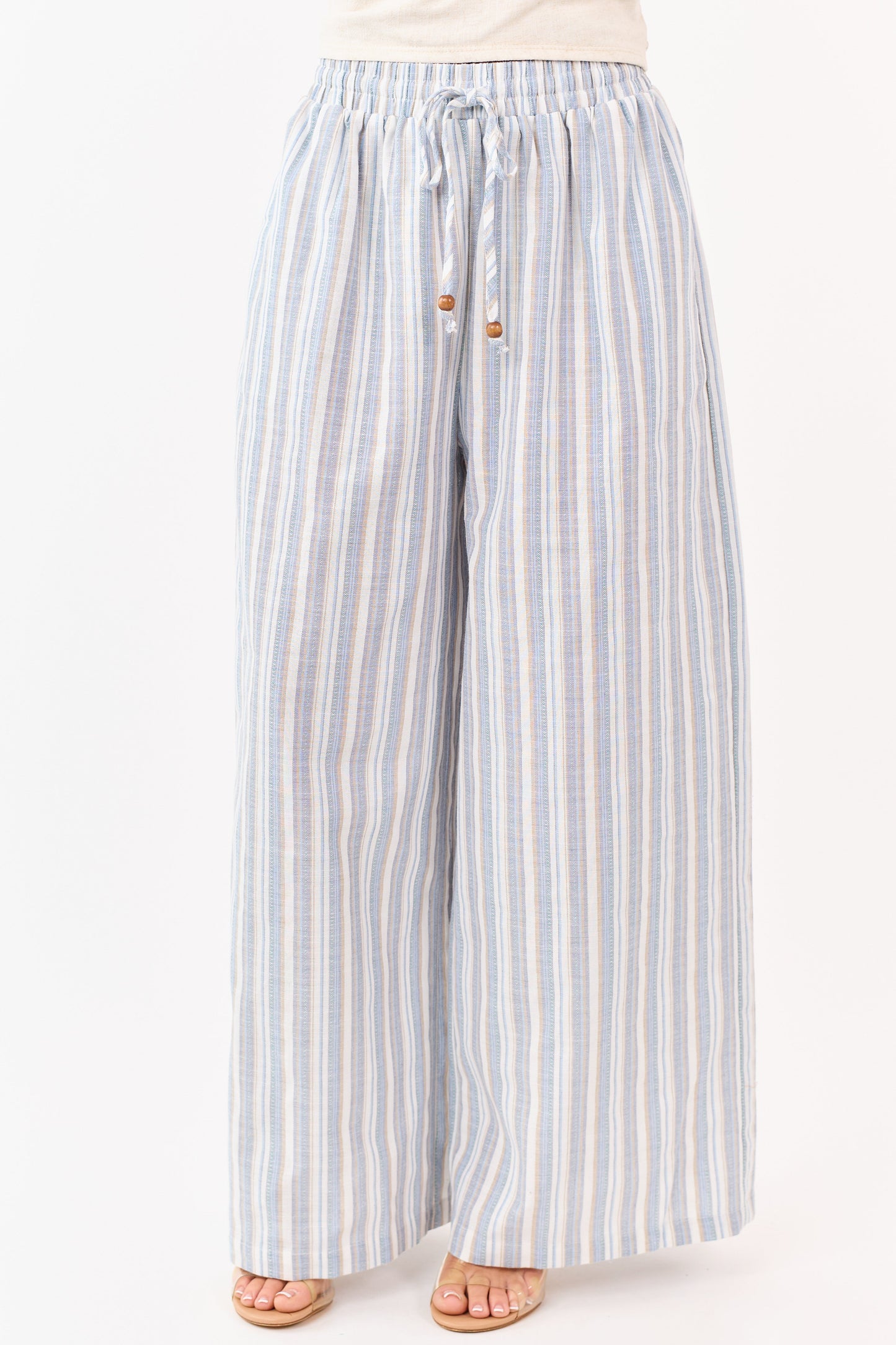 Flying Tomato Ivory Striped Wide Leg Pants