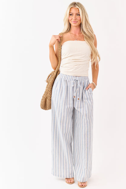 Flying Tomato Ivory Striped Wide Leg Pants