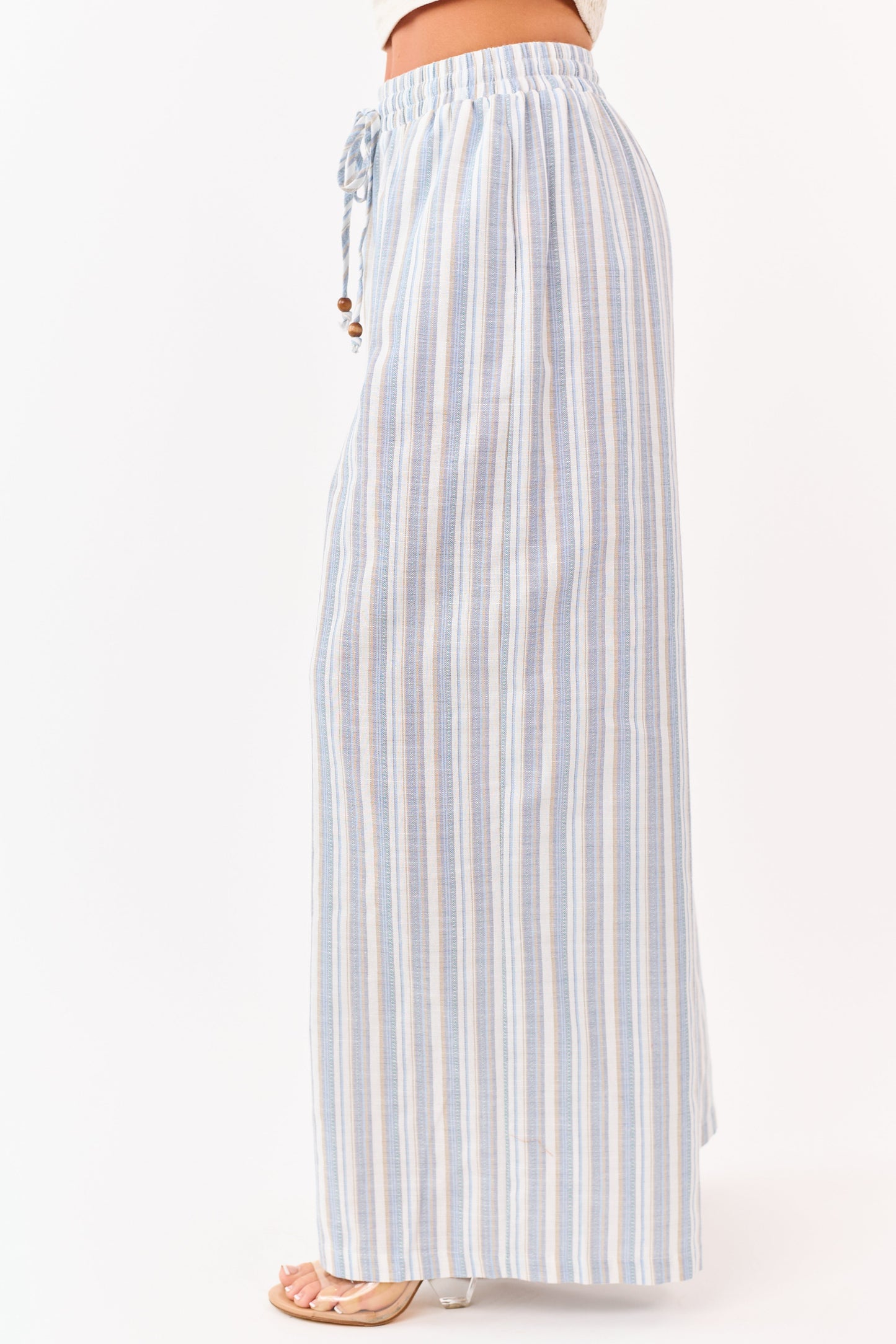 Flying Tomato Ivory Striped Wide Leg Pants