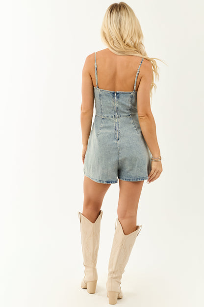 Flying Tomato Medium Vintage Wash Denim Romper