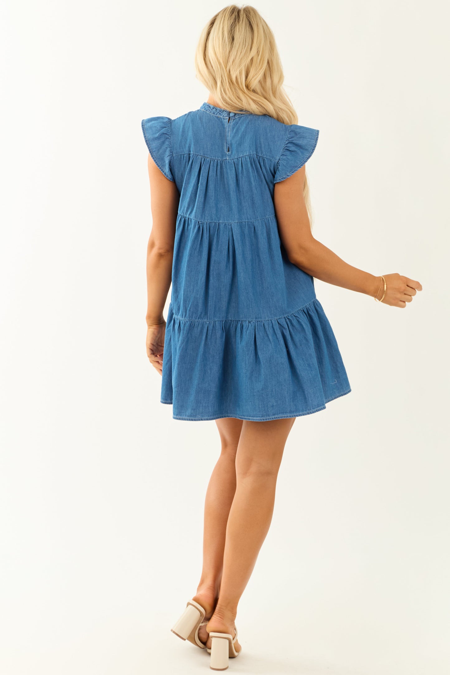 Flying Tomato Medium Wash Chambray Mini Dress