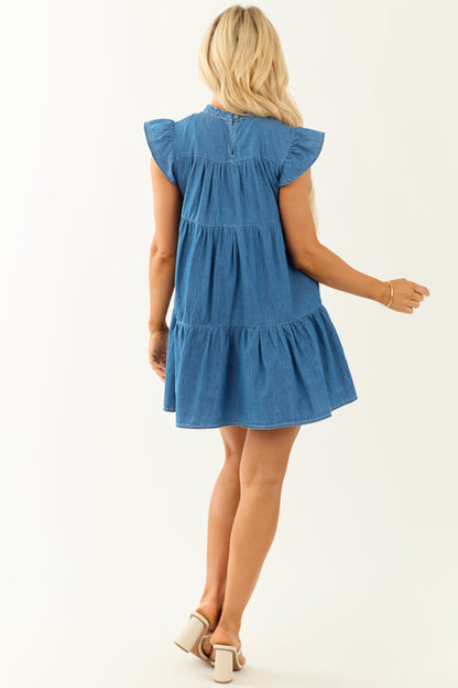 Flying Tomato Medium Wash Chambray Mini Dress