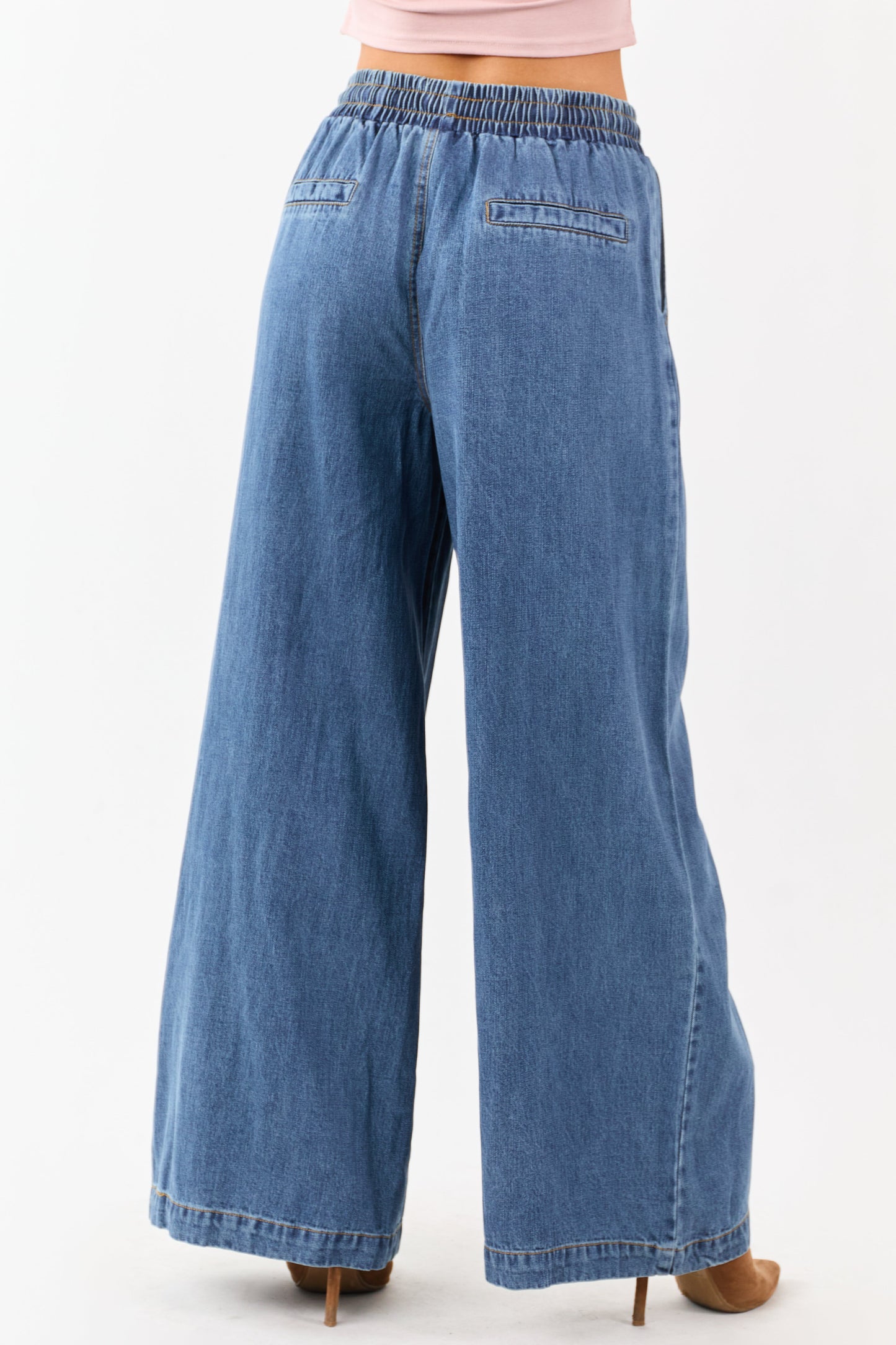 Flying Tomato Medium Wash Wide Leg Denim Pants