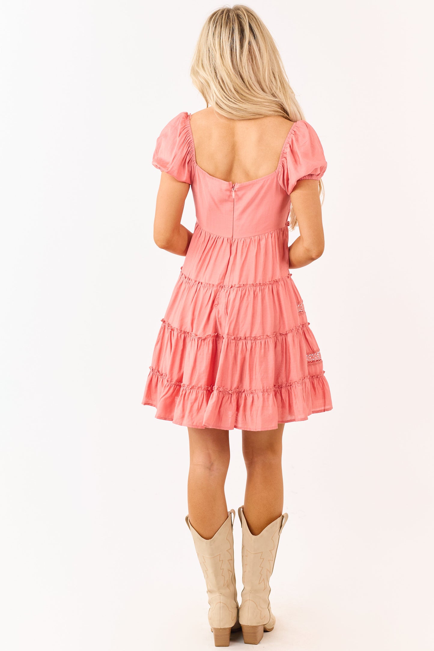 Ginger Tiered Lace Deep V-Neck Babydoll Mini Dress