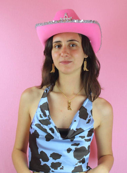 Working 9-5 Gold Cowgirl Boot Necklace