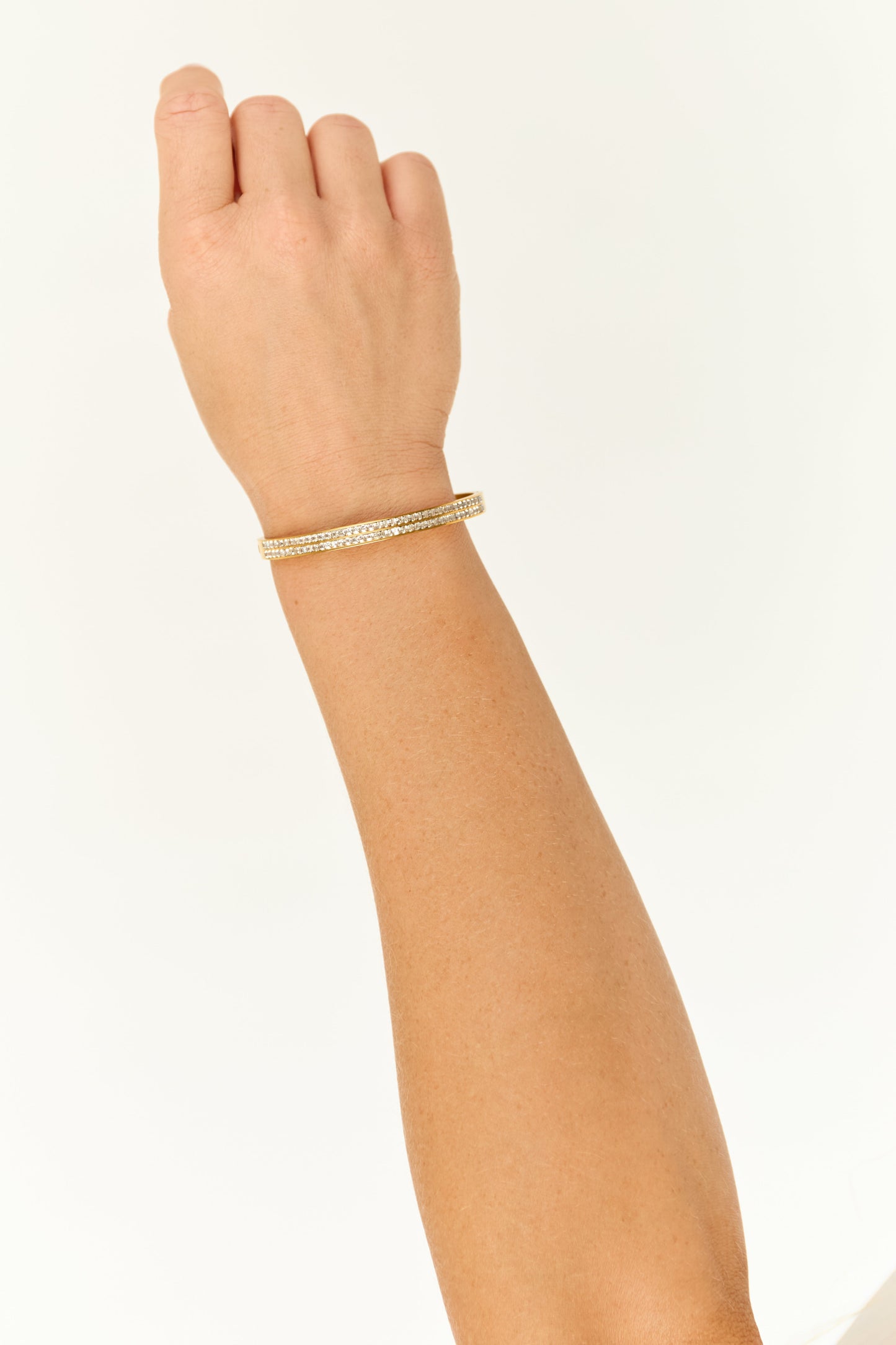 Gold Rhinestone Detail Hinge Bangle Bracelet