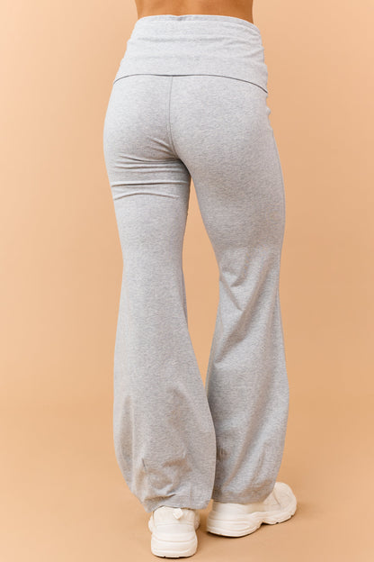 Heather Grey Drawstring Stretchy Flare Pants