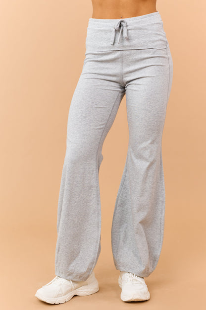 Heather Grey Drawstring Stretchy Flare Pants