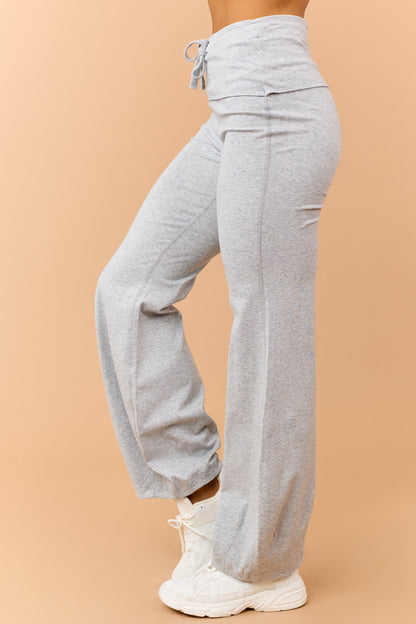 Heather Grey Drawstring Stretchy Flare Pants