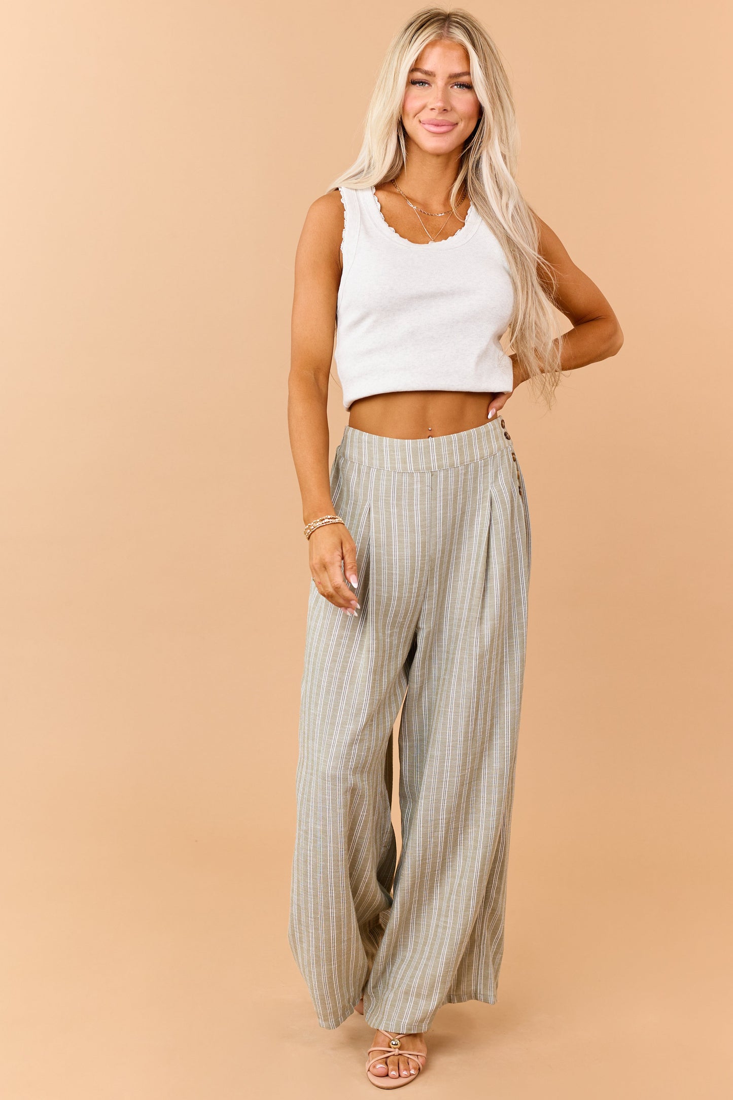 Heather Grey Hidden Lace Rib Knit Tank Top
