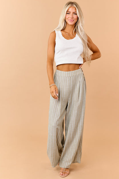 Heather Grey Hidden Lace Rib Knit Tank Top