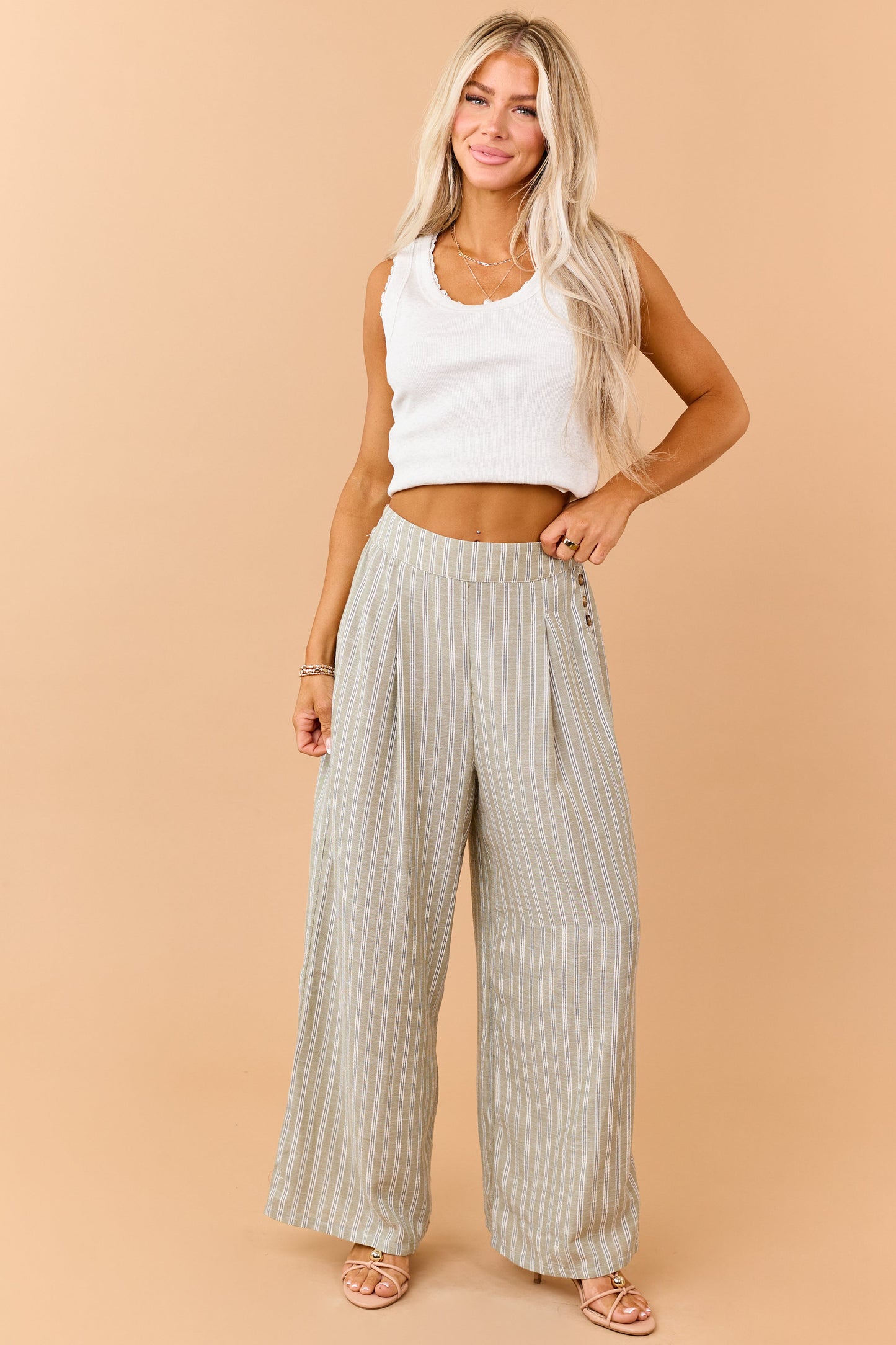 Heather Grey Hidden Lace Rib Knit Tank Top