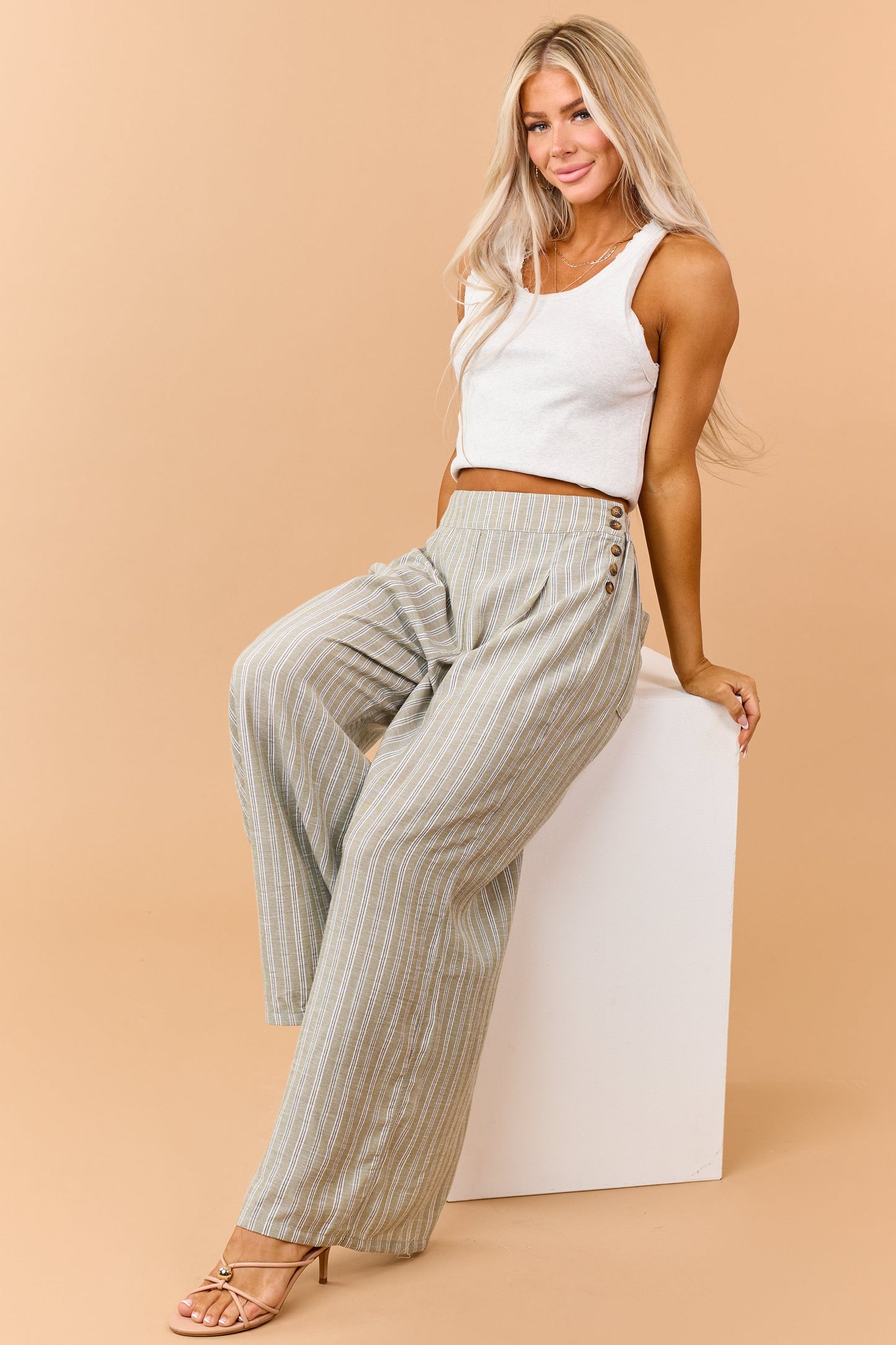Heather Grey Hidden Lace Rib Knit Tank Top