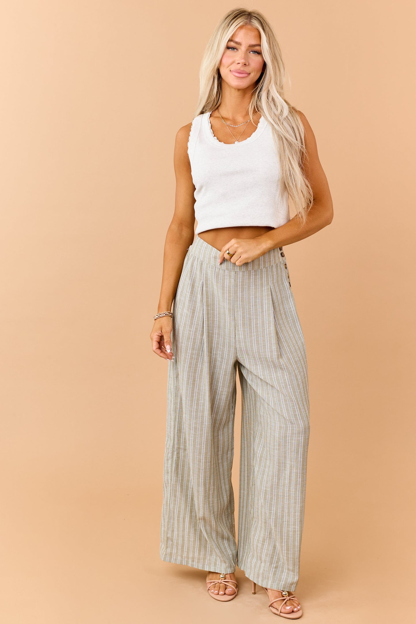 Heather Grey Hidden Lace Rib Knit Tank Top