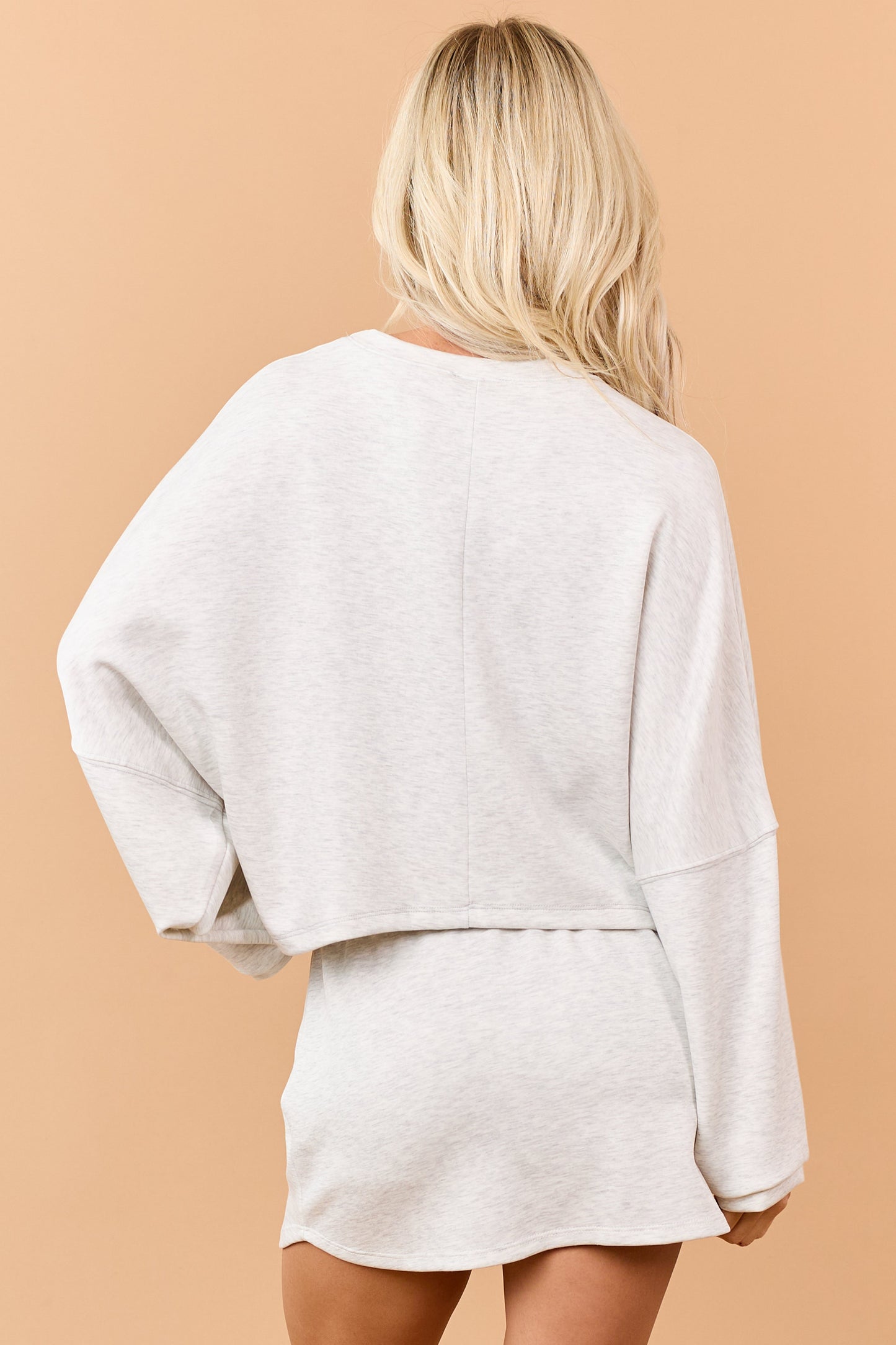 Heather Grey Long Sleeve Soft Knit Crop Top