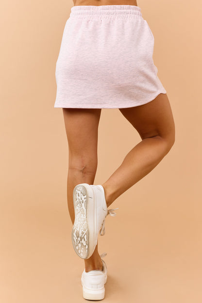 Heathered Cherry Blossom Drawstring Knit Skort