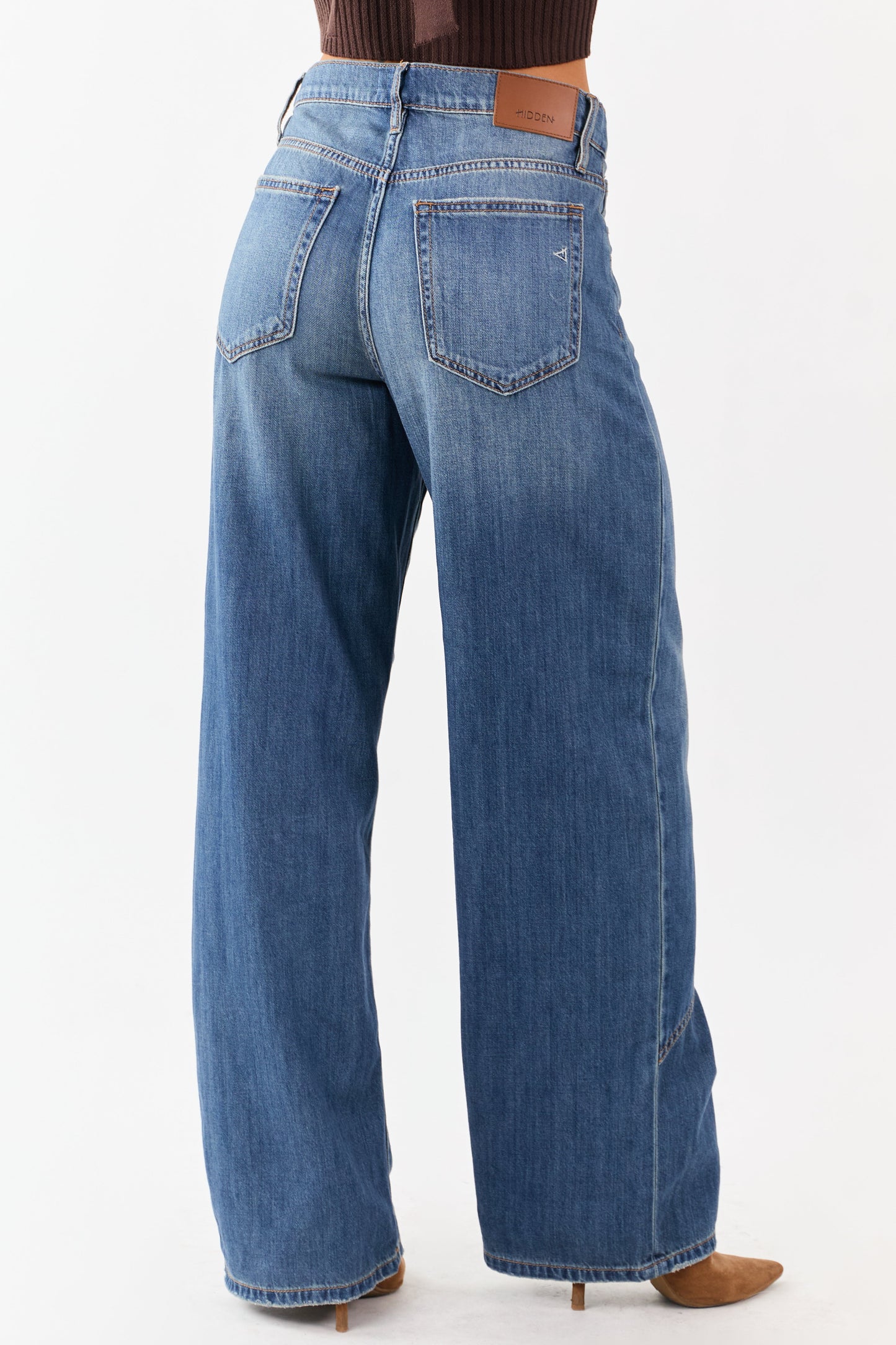 Hidden Medium Wash Wide Leg High Rise Jeans