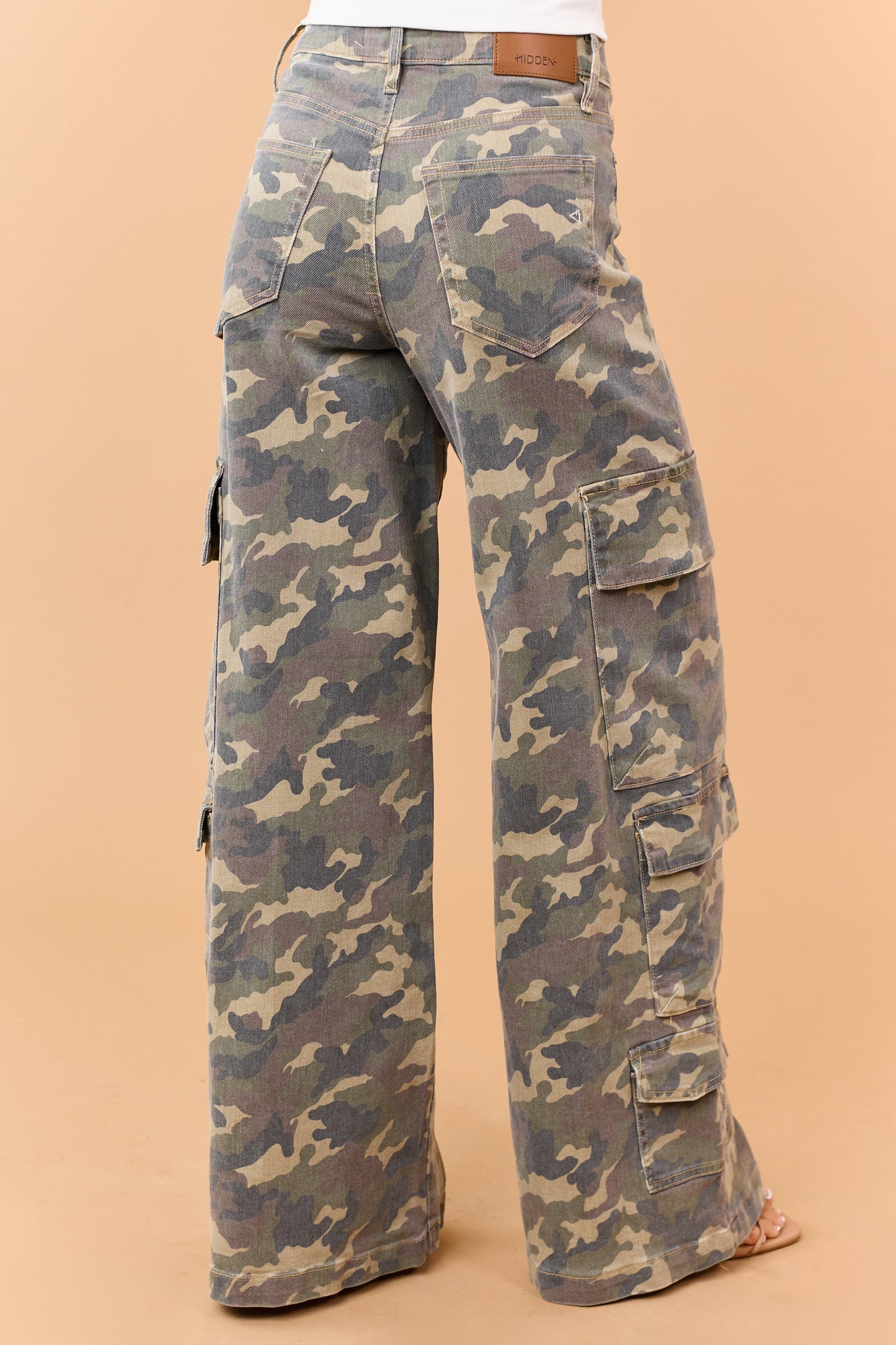Hidden Premium Army Green Camo Wide Cargo Jeans
