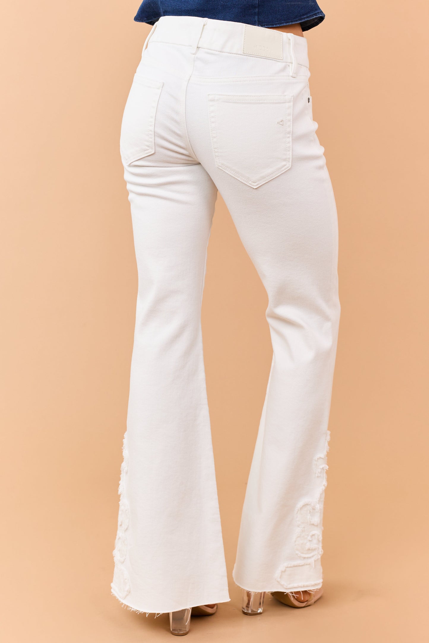 Hidden Premium Ivory Hem Patch Stretch Flare Jeans