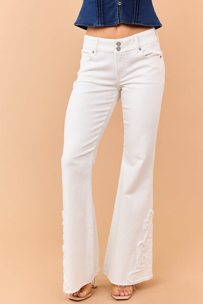 Hidden Premium Ivory Hem Patch Stretch Flare Jeans