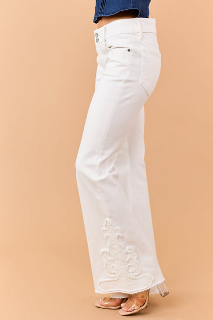 Hidden Premium Ivory Hem Patch Stretch Flare Jeans