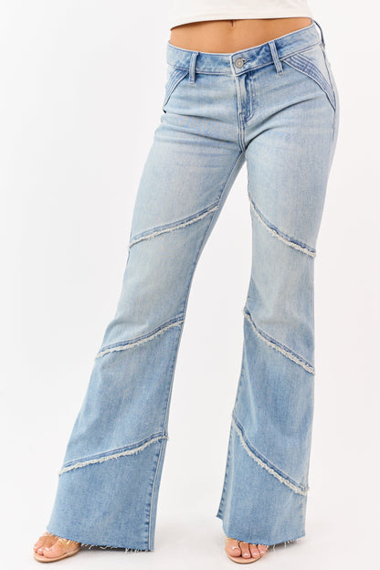 Hidden Premium Light Wash Frayed Seam Flare Jeans