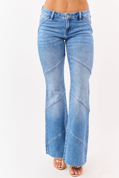 Hidden Premium Medium Wash Seam Detail Flare Jeans