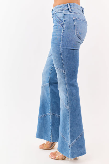 Hidden Premium Medium Wash Seam Detail Flare Jeans