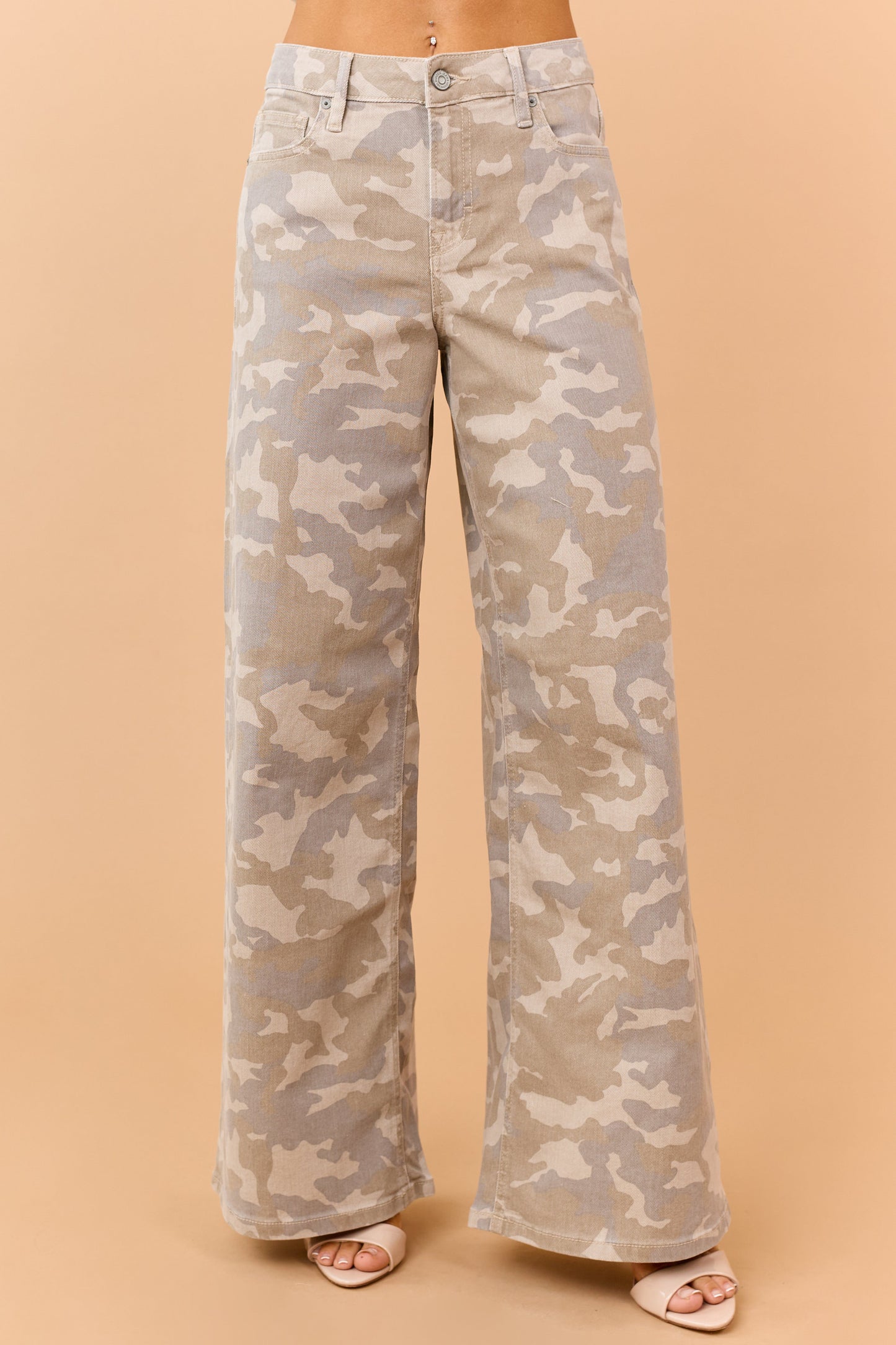 Hidden Premium Oatmeal Camo Wide Stretch Jeans