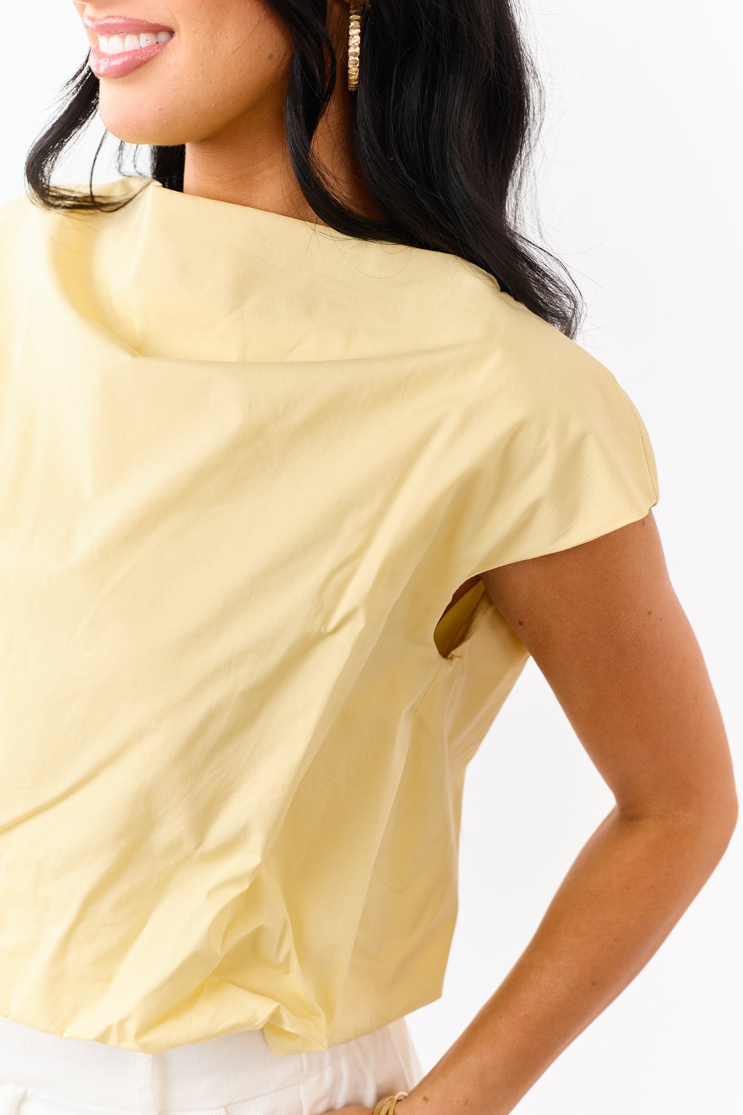 Honeysuckle Cotton Bubble Hem Boxy Top