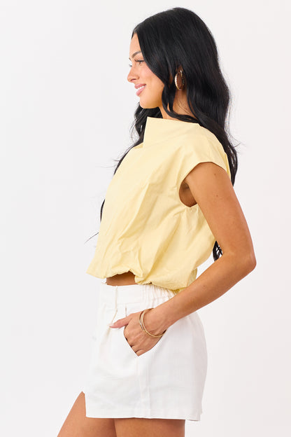 Honeysuckle Cotton Bubble Hem Boxy Top