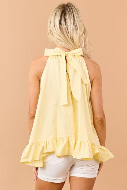 Honeysuckle Cotton Flowy Ruffle Hem Halter Top
