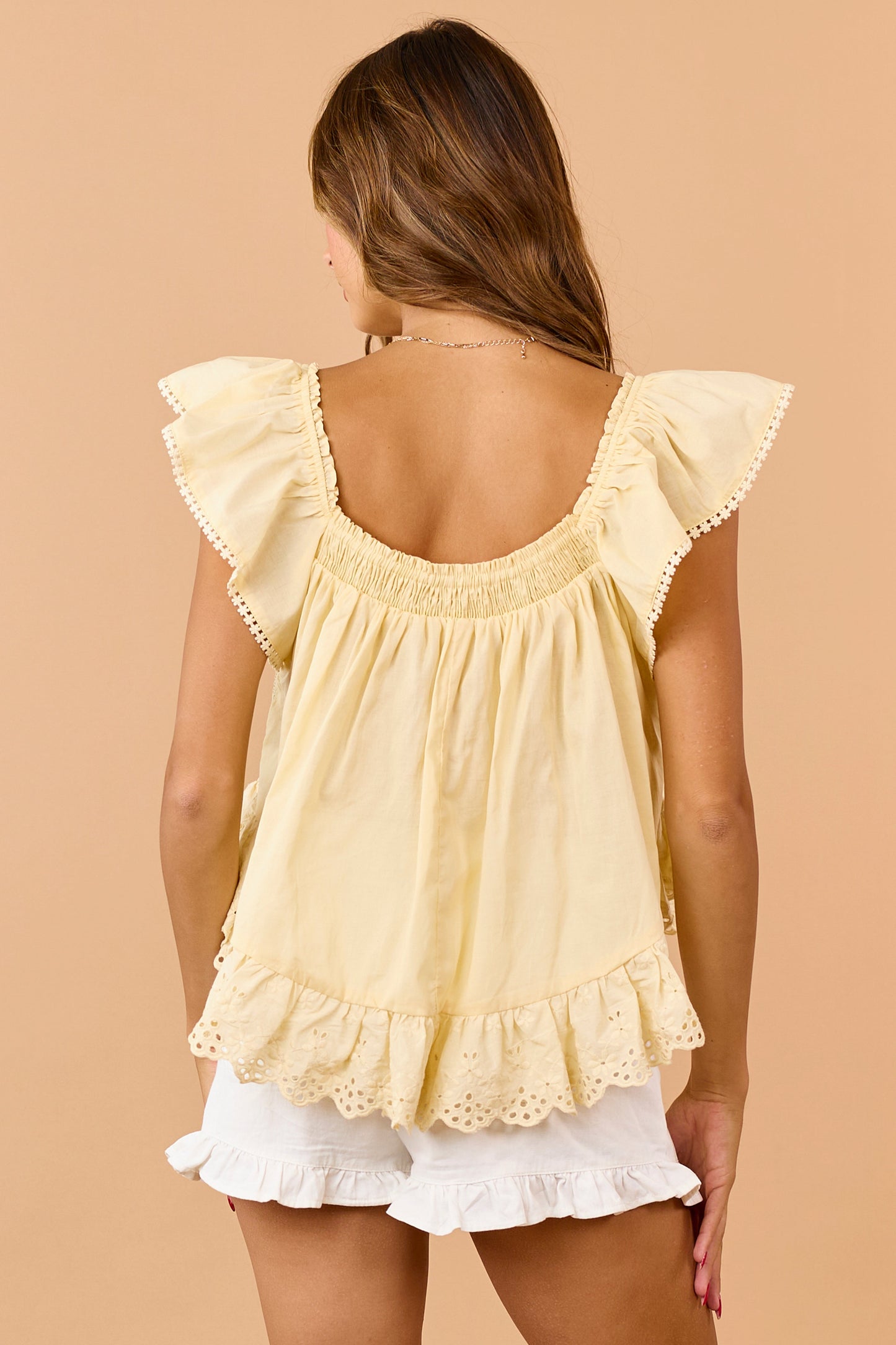 Honeysuckle Floral Embroidered Lace Cotton Top
