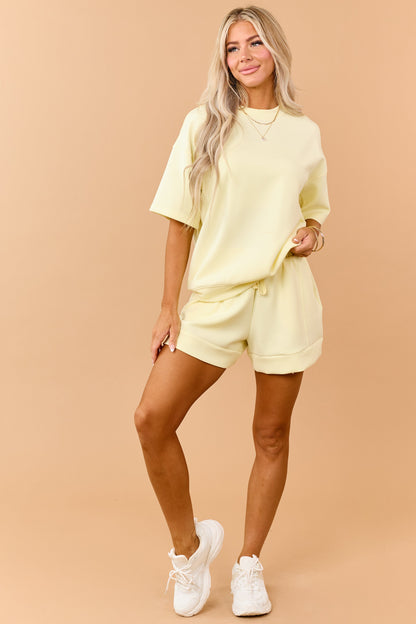 Honeysuckle Scuba Knit Drawstring Shorts
