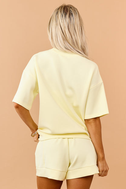 Honeysuckle Scuba Knit Relaxed Short Sleeve Top