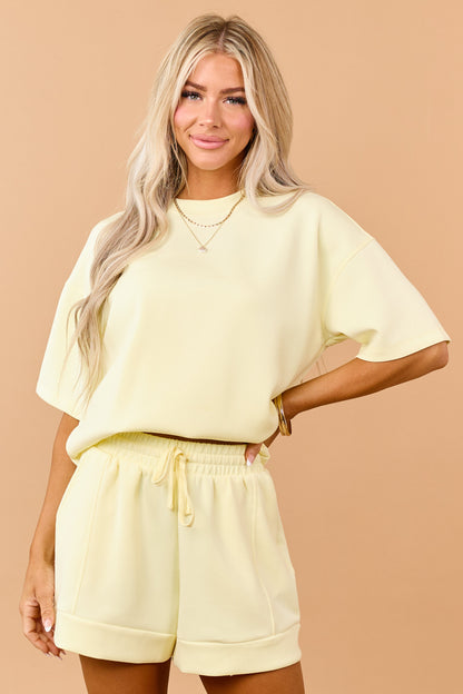 Honeysuckle Scuba Knit Relaxed Short Sleeve Top