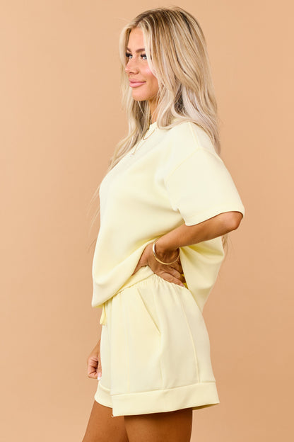 Honeysuckle Scuba Knit Relaxed Short Sleeve Top