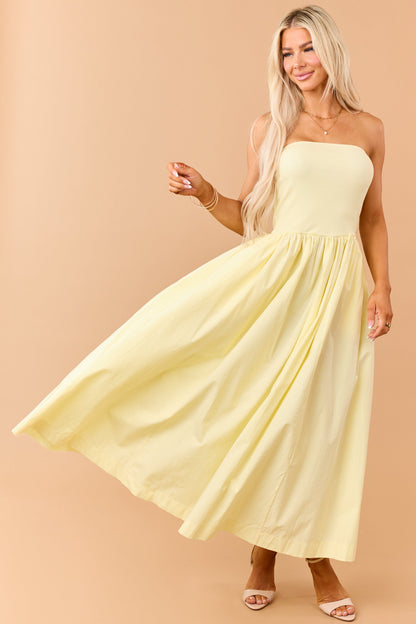 Honeysuckle Strapless Knit Contrast Cotton Maxi Dress