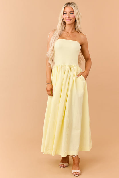 Honeysuckle Strapless Knit Contrast Cotton Maxi Dress
